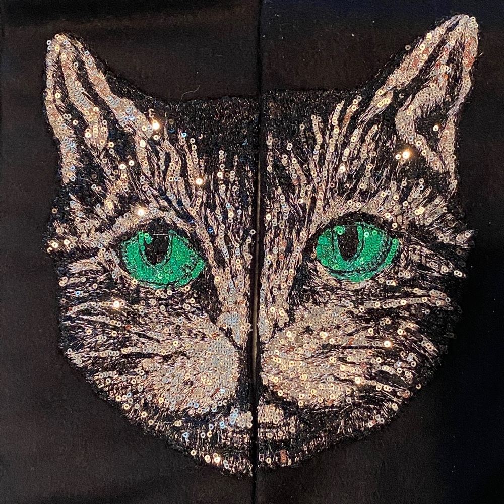 Gucci NWT cat scarf black cashmere silk